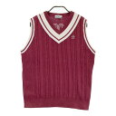 MUNSING WEAR マンシングウェア ニットベスト レッド系 L 【中古】ゴルフウェア メンズ