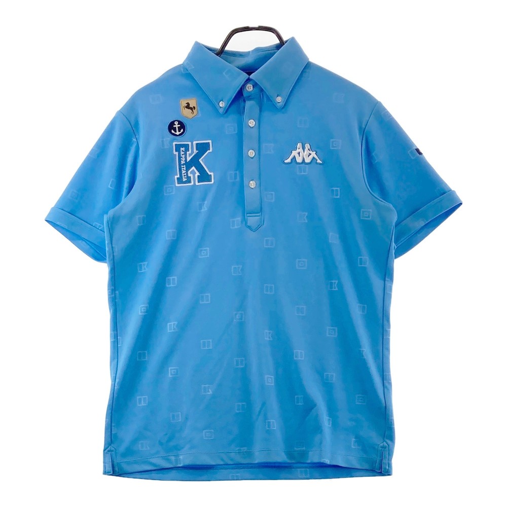 KAPPA GOLF カッパゴルフ 半袖ポロシャツ ボタンダウン 総柄 ブルー系 L 【中古】ゴルフウェア メンズ