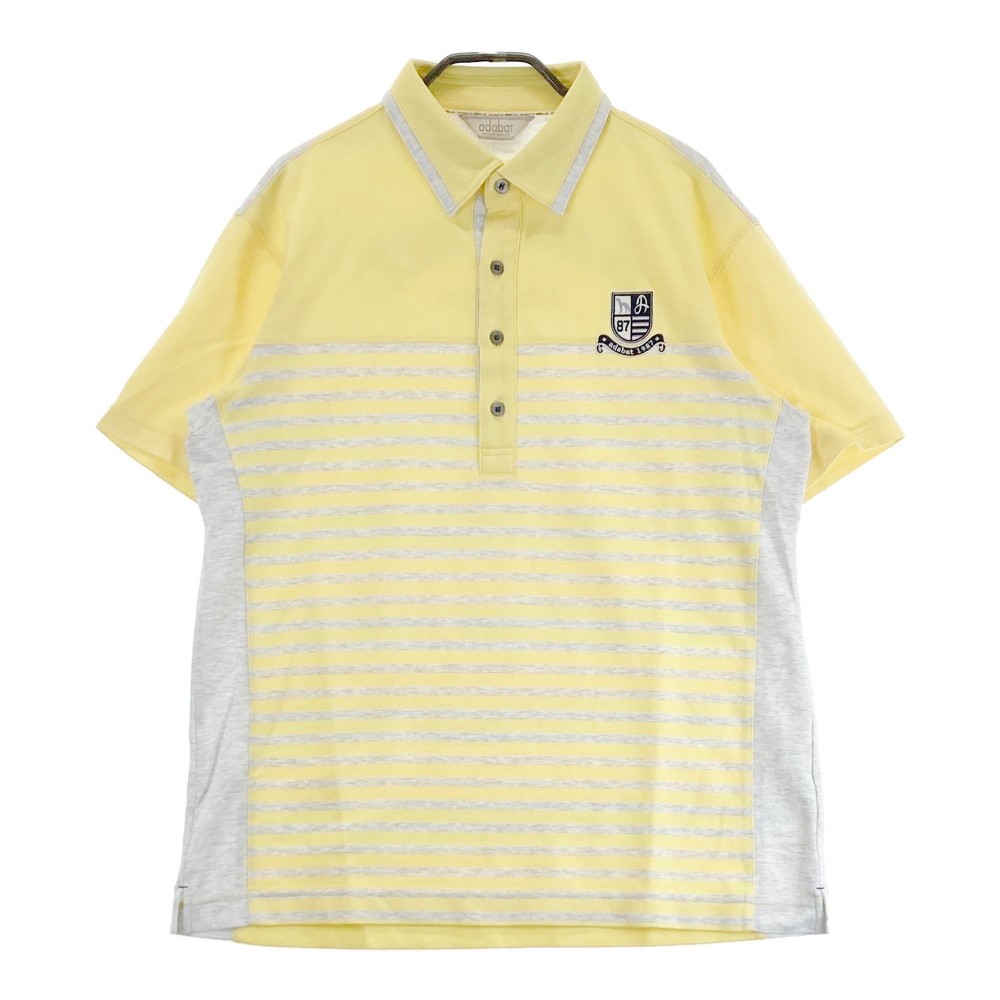 ADABAT アダバット 半袖ポロシャツ ボーダー柄 イエロー系 48 【中古】ゴルフウェア メンズ