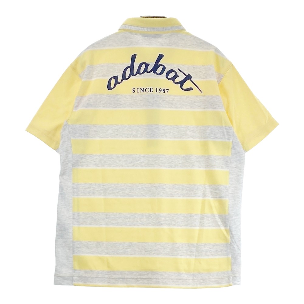 ADABAT アダバット 半袖ポロシャツ ボーダー柄 イエロー系 48 【中古】ゴルフウェア メンズ