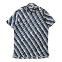 LECOQ GOLF ルコックゴルフ 2022年モデル ハイネック 半袖Tシャツ 総柄 ネイビー系 L 【中古】ゴルフウェア メンズ(4)