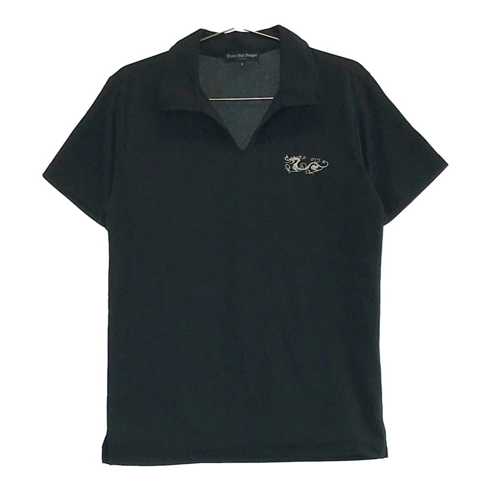 DANCE WITH DRAGON ダンスウィズドラゴン 半袖ポロシャツ スキッパー ブラック系 2 【中古】ゴルフウェア メンズ