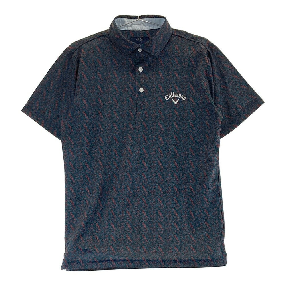 CALLAWAY キャロウェイ 半袖 ポロシャツ 総柄 ネイビー系 M 【中古】ゴルフウェア メンズ