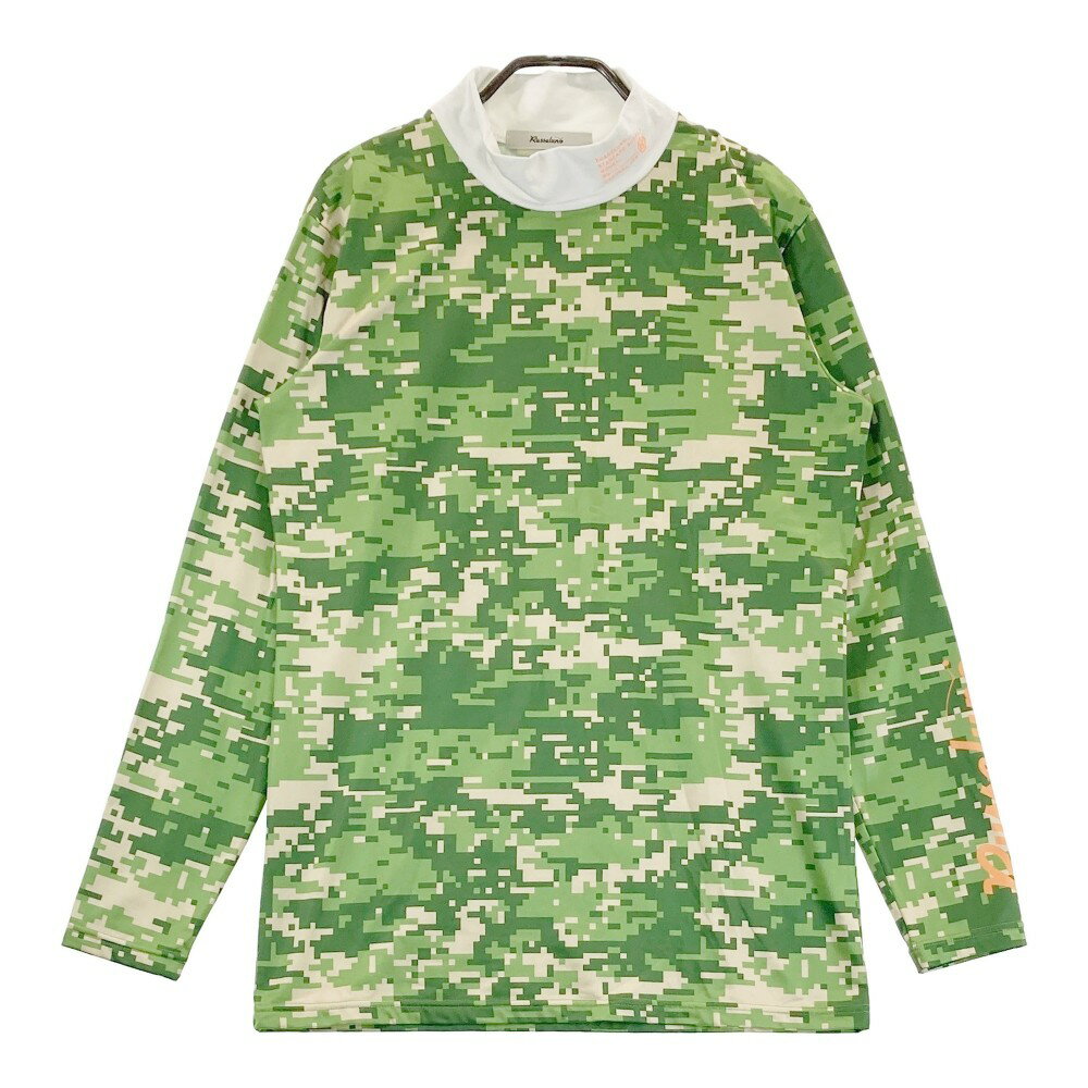 RUSSELUNO ラッセルノ ハイネック 長袖Tシャツ ルチャ デジタルカモフラ 迷彩 総柄 グリーン系 5 【中古】ゴルフウェア メンズ