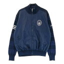 ADIDAS GOLF アディダスゴルフ ニット切替 ジップジャケット ボーダー柄 ネイビー系 M/M 【中古】ゴルフウェア メンズ