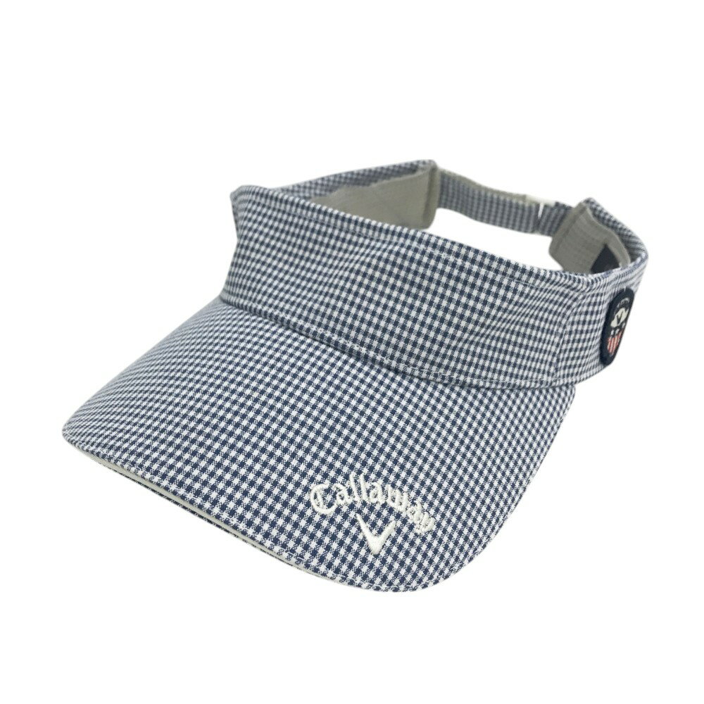 CALLAWAY キャロウェイ サンバイザー チェック柄 ネイビー系 FR 【中古】ゴルフウェア