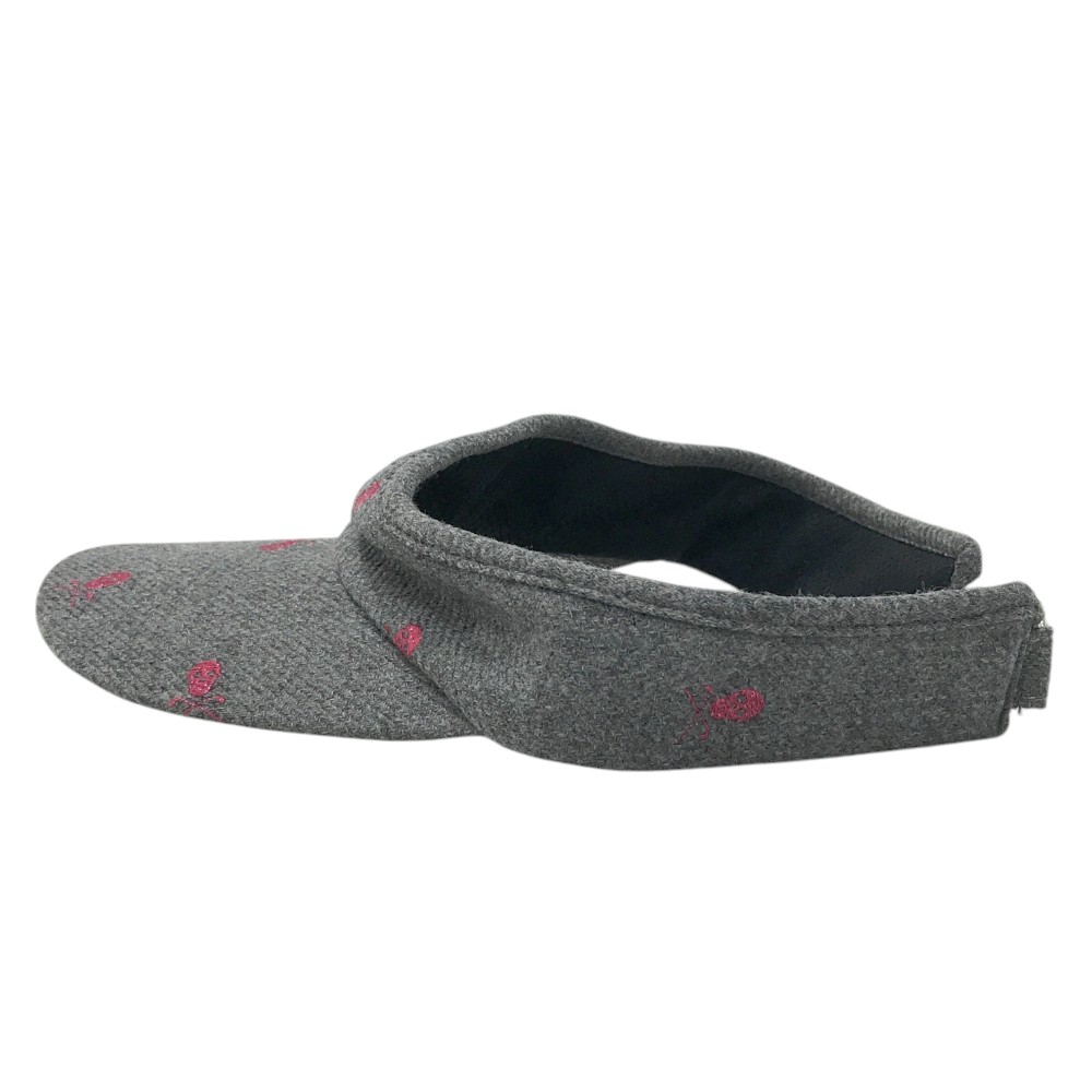 MARK&LONA マークアンドロナ ウール サンバイザー スカル総刺繍柄 グレー系 フリーサイズ 【中古】ゴルフウェア