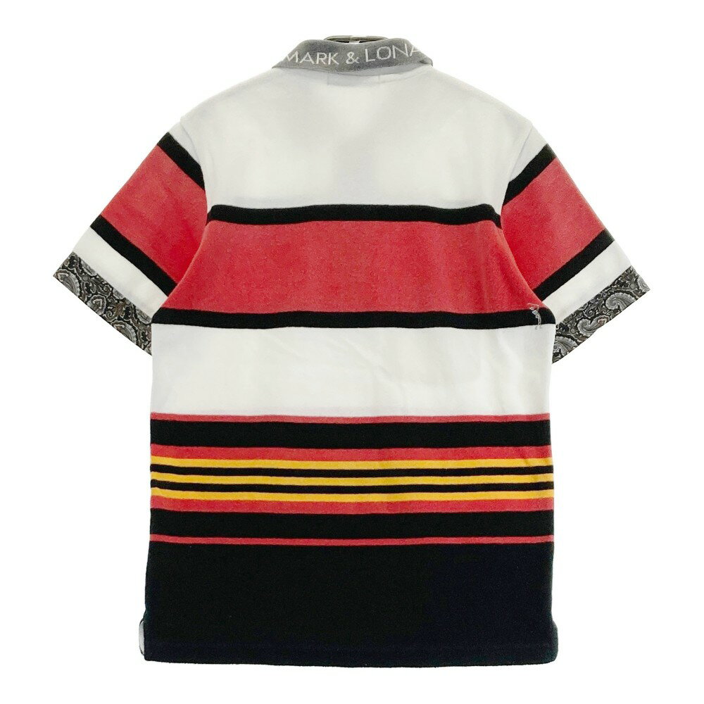 MARK&LONA マークアンドロナ 半袖ポロシャツ パイル ボーダー柄 ホワイト系 S 【中古】ゴルフウェア メンズ