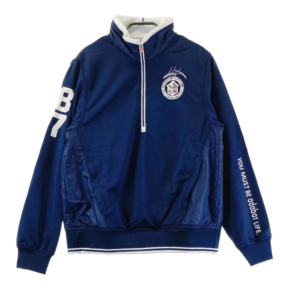 ADABAT アダバット 蓄熱 ハーフジップ 長袖トレーナー ネイビー系 46 【中古】ゴルフウェア メンズ