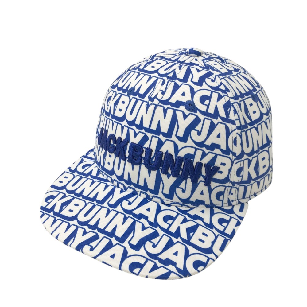 JACK BUNNY ジャックバニー フラットキャップ ロゴ 総柄 ブルー系 FR 【中古】ゴルフウェア