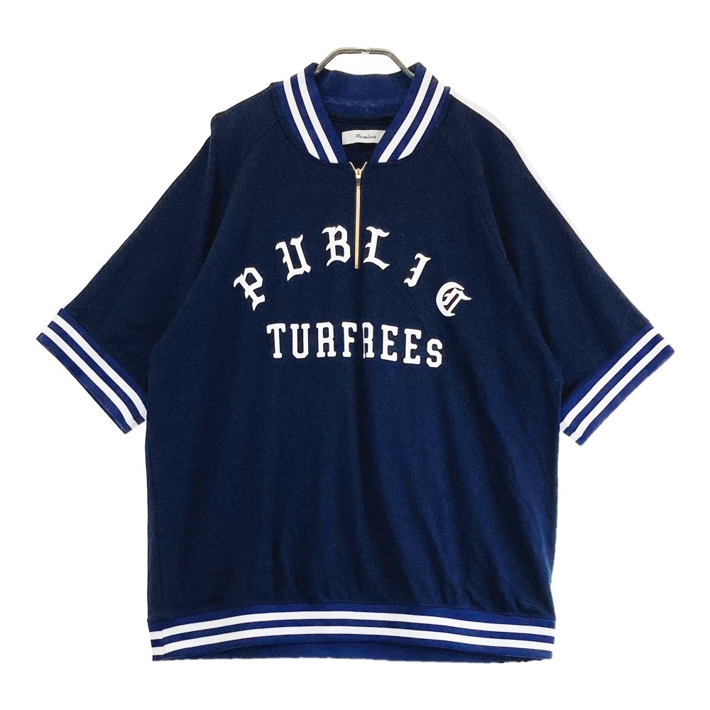 RUSSELUNO ラッセルノ ハーフジップ 半袖Tシャツ ルチャ プリント ネイビー系 7 【中古】ゴルフウェア メンズ