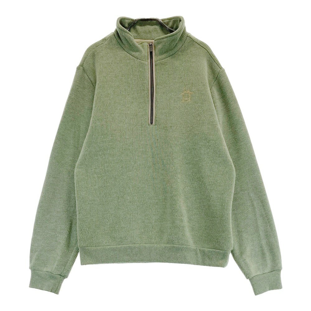 MUNSING WEAR マンシングウェア 裏起毛 ハーフジップ ニットセーター グリーン系 LL 【中古】ゴルフウェア メンズ