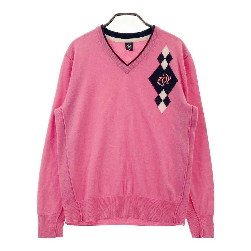 ZOY ゾーイ Vネック カシミヤ ニットセーター ピンク系 M 【中古】ゴルフウェア メンズ