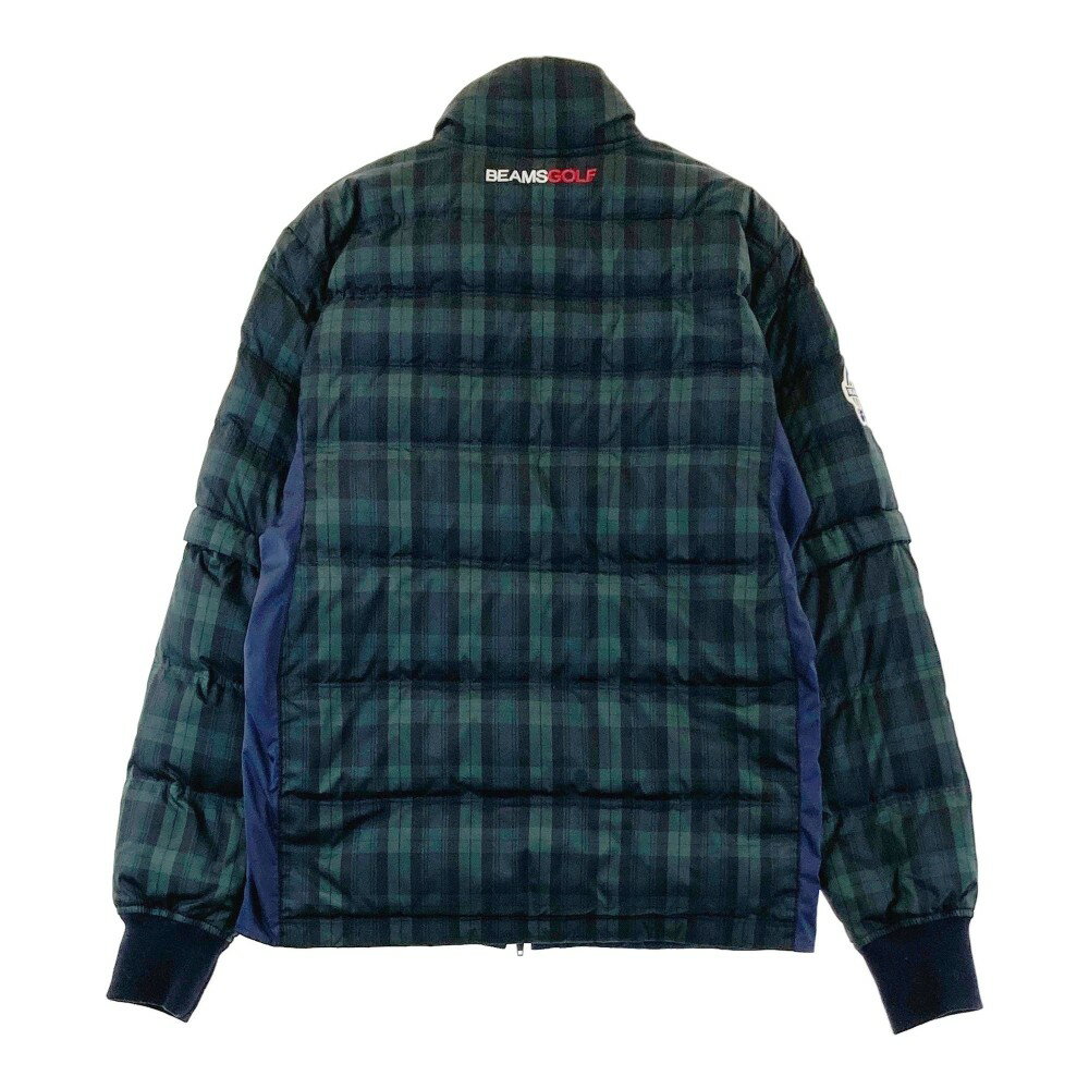 BEAMS GOLF ビームスゴルフ 2WAY ダウンジャケット チェック柄 グリーン系 M 【中古】ゴルフウェア メンズ