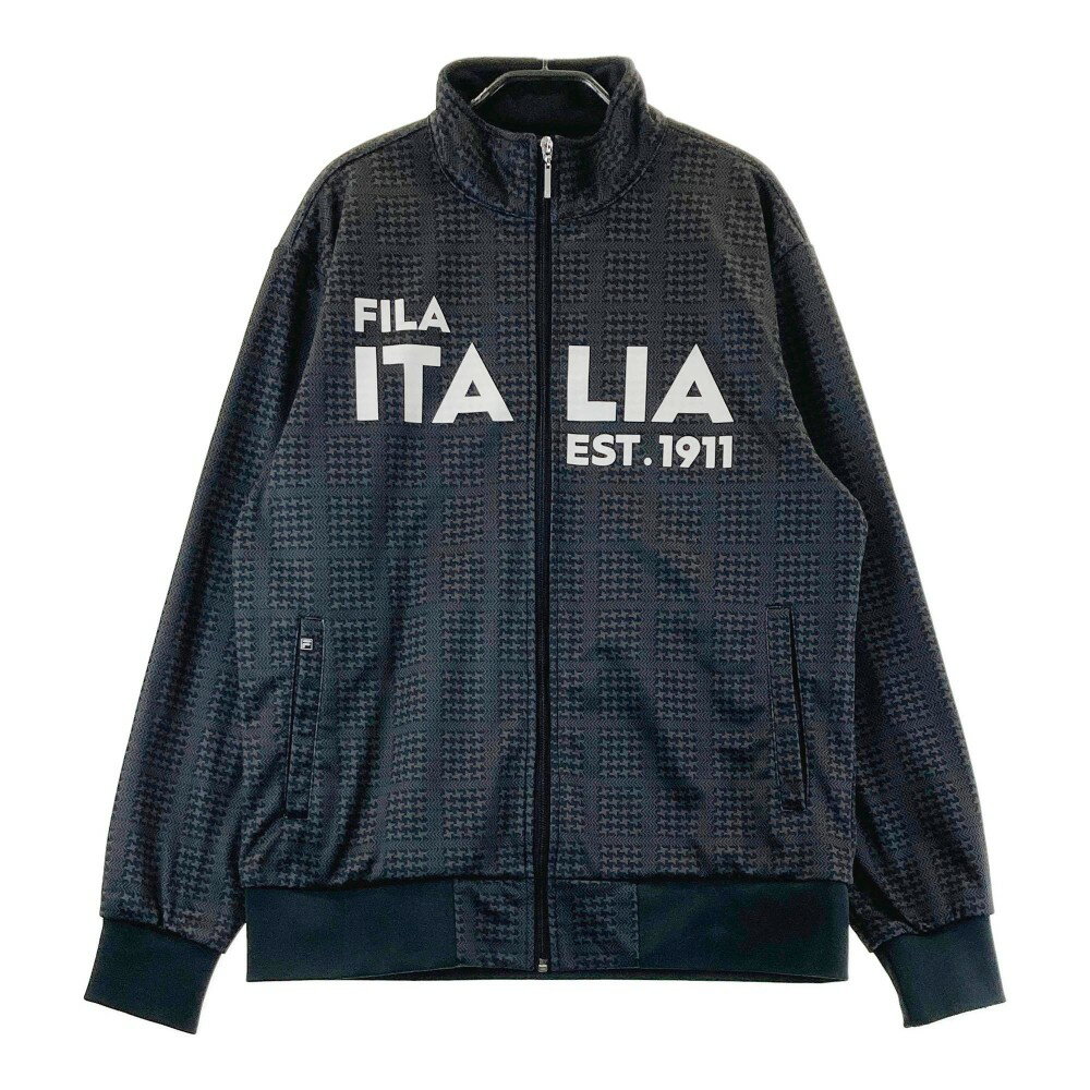 FILA GOLF フィラゴルフ 裏フリース ジップジャケット 総柄 グレー系 LL 【中古】ゴルフウェア メンズ
