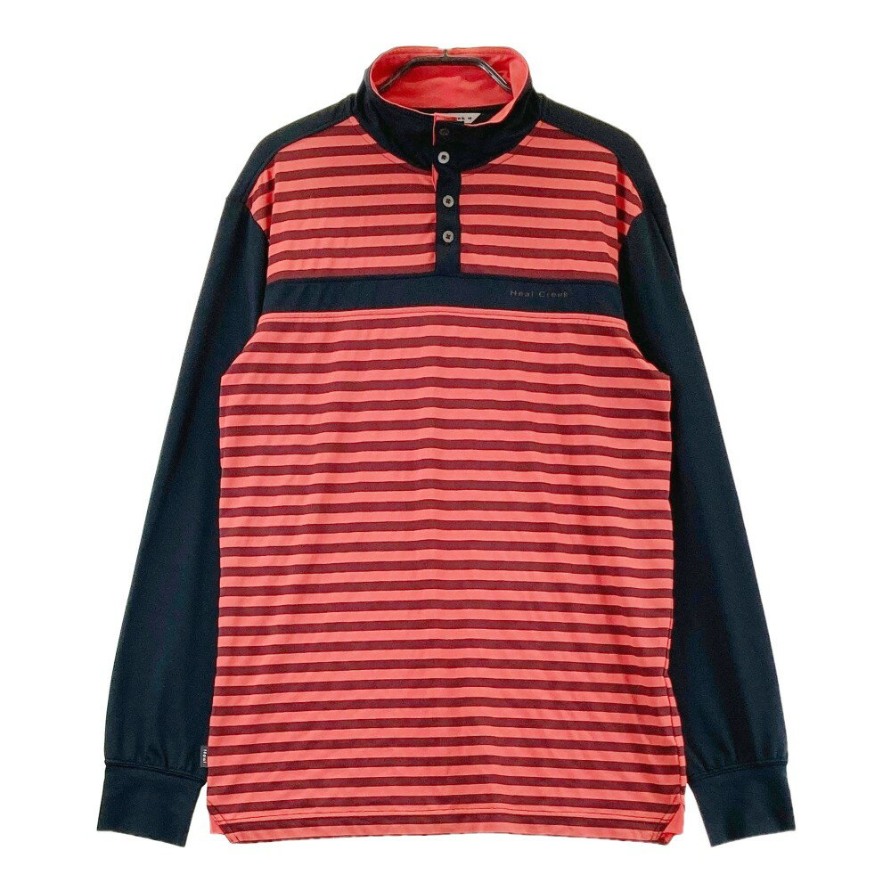 HEAL CREEK ヒールクリーク ハイネック 長袖Tシャツ ボーダー柄 レッド系 48 【中古】ゴルフウェア メンズ