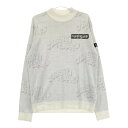 MUNSING WEAR マンシングウェア 2023年モデル ウール混 ハイネック ニットセーター 総柄 ホワイト系 LL 【中古】ゴルフウェア メンズ