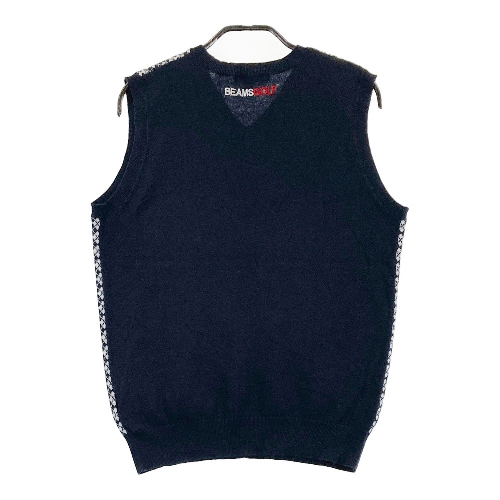 BEAMS GOLF ビームスゴルフ Vネックニットベスト アーガイル柄 ネイビー系 M 【中古】ゴルフウェア メンズ