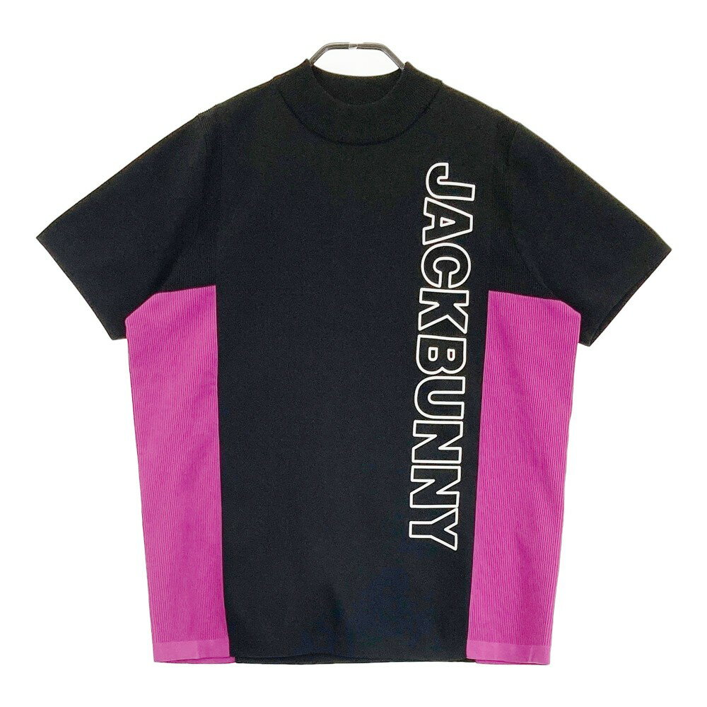 JACK BUNNY ジャックバニー 半袖ニットセーター ビックロゴ ブラック系 4 【中古】ゴルフウェア メンズ