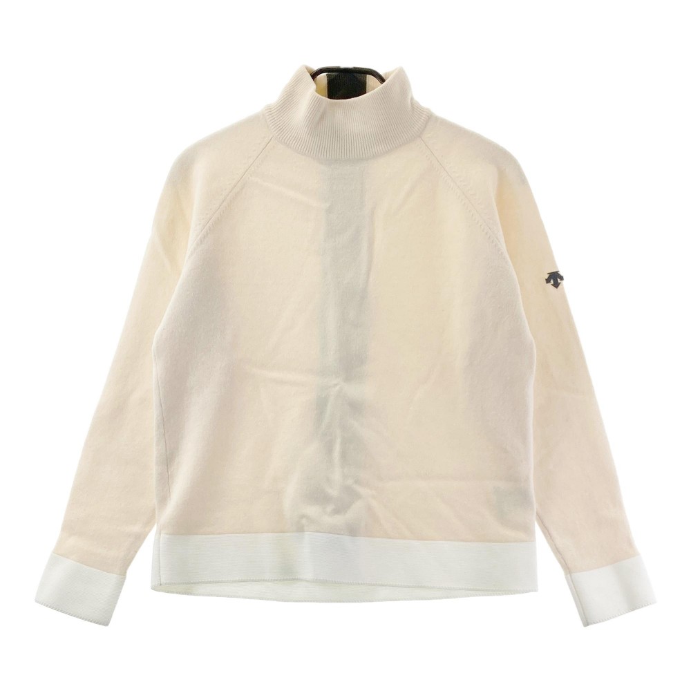 DESCENTE GOLF デサントゴルフ ウール混 ハイネック ニットセーター ホワイト系 L 【中古】ゴルフウェア メンズ