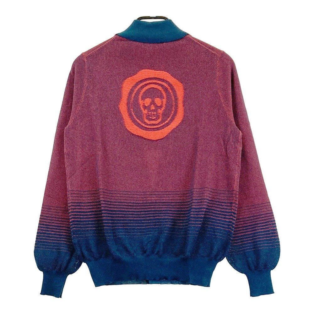 MARK&LONA マークアンドロナ ニットカーディガン スカル ブルー系 46 【中古】ゴルフウェア メンズ