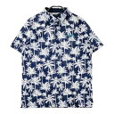 CALLAWAY キャロウェイ 半袖 ポロシャツ ヤシの木柄 ネイビー系 L 【中古】ゴルフウェア メンズ(4)