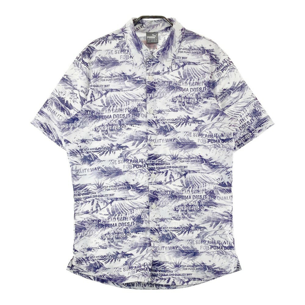 PUMA GOLF プーマゴルフ ×マルボン 半袖シャツ 総柄 ネイビー系 S/P 【中古】ゴルフウェア メンズ