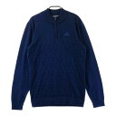 ADIDAS GOLF アディダスゴルフ EH3673 ハーフジップ ニット セーター ネイビー系 M 【中古】ゴルフウェア メンズ