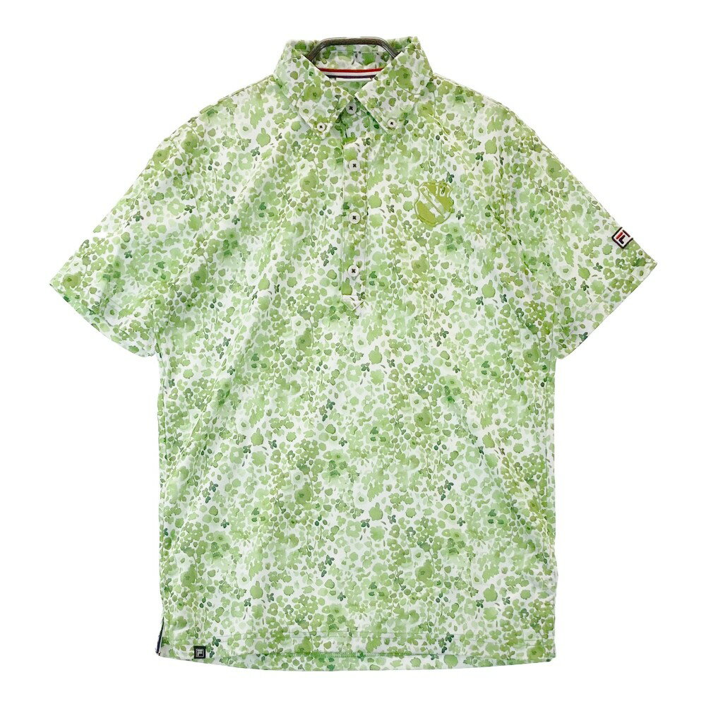 FILA GOLF フィラゴルフ 半袖ポロシャツ 総柄 グリーン系 M 【中古】ゴルフウェア メンズ