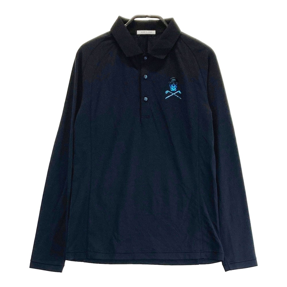 MARK&LONA マークアンドロナ 長袖ポロシャツ メタルスカル ブラック系 44 【中古】ゴルフウェア メンズ