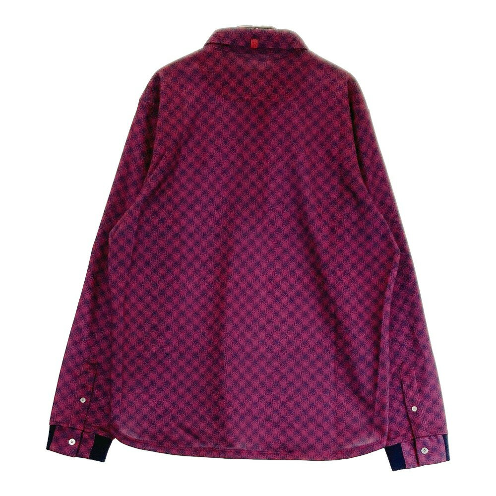 CALLAWAY キャロウェイ レッドレーベル 2022年モデル 長袖ポロシャツ 総柄 レッド系 LL 【中古】ゴルフウェア メンズ