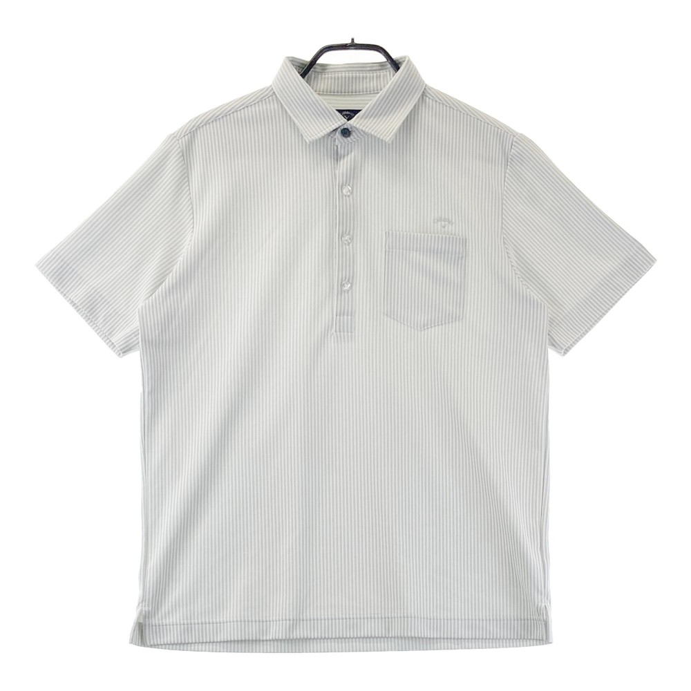 CALLAWAY キャロウェイ 半袖ポロシャツ ストライプ柄 グレー系 L 【中古】ゴルフウェア メンズ