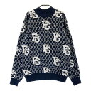 PEARLY GATES パーリーゲイツ 2024年モデル モックネックニットセーター ロゴ総柄 ネイビー系 4 【中古】ゴルフウェア メンズ