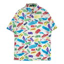 MUNSING WEAR マンシングウェア MGMTJA13 半袖ポロシャツ 総柄 ホワイト系 M 【中古】ゴルフウェア メンズ(4)