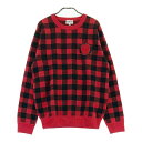 JACK BUNNY ジャックバニー ウール混 ニットセーター チェック柄 レッド系 5 【中古】ゴルフウェア メンズ