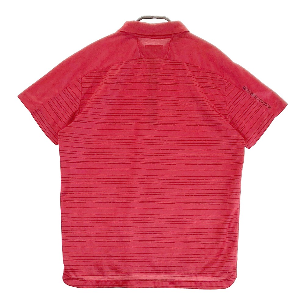 NEW BALANCE GOLF ニューバランス ハーフジップ 半袖ポロシャツ 総柄 レッド系 5 【中古】ゴルフウェア メンズ