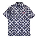 CALLAWAY キャロウェイ 半袖ポロシャツ 総柄 ネイビー系 M 【中古】ゴルフウェア メンズ(4)