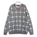 MUNSING WEAR マンシングウェア コットン混 ニットセーター チェック柄 グレー系 3L 【中古】ゴルフウェア メンズ