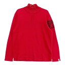 DESCENTE GOLF デサントゴルフ 万美コレクション ハーフジップ ニットセーター レッド系 O 【中古】ゴルフウェア メンズ
