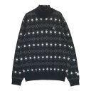 LE COQ GOLF ルコックゴルフ タートルネック 長袖ニットセーター 総柄 ブラック系 3L 【中古】ゴルフウェア メンズ