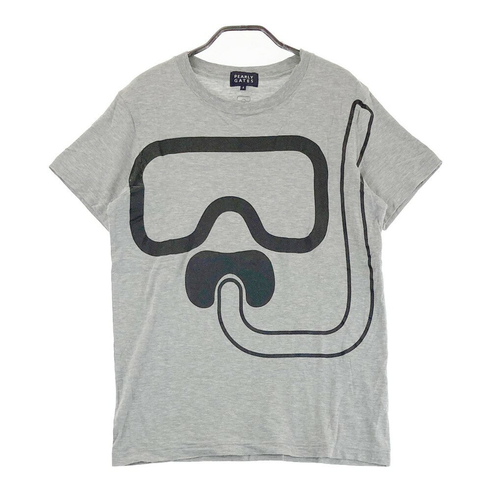 PEARLY GATES パーリーゲイツ 半袖Tシャツ シュノーケルプリント グレー系 4 【中古】ゴルフウェア メ..