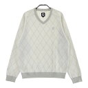FOOT JOY フットジョイ ウール混 Vネック ニットセーター ダイヤ柄 ホワイト系 L 【中古】ゴルフウェア メンズ