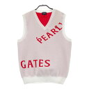 PEARLY GATES パーリーゲイツ Vネック ニットベスト ロゴ柄 ホワイト系 6 【中古】ゴルフウェア メンズ