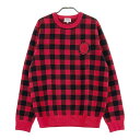 JACK BUNNY ジャックバニー ウール混 ニットセーター チェック柄 レッド系 6 【中古】ゴルフウェア メンズ