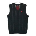 PEARLY GATES パーリーゲイツ Vネック ニットベスト バックロゴ ブラック系 6 【中古】ゴルフウェア メンズ