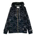 MARK&LONA マークアンドロナ パイル地 長袖ジップパーカー ジャケット スカル 総柄 ブラック系 L 【中古】ゴルフウェア メンズ