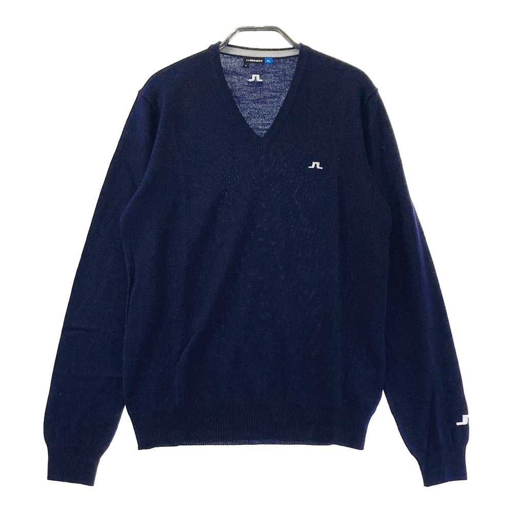 J.LINDEBERG ジェイリンドバーグ 071-18916 ウール 長袖ニットセーター ネイビー系 M 【中古】ゴルフウェア メンズ