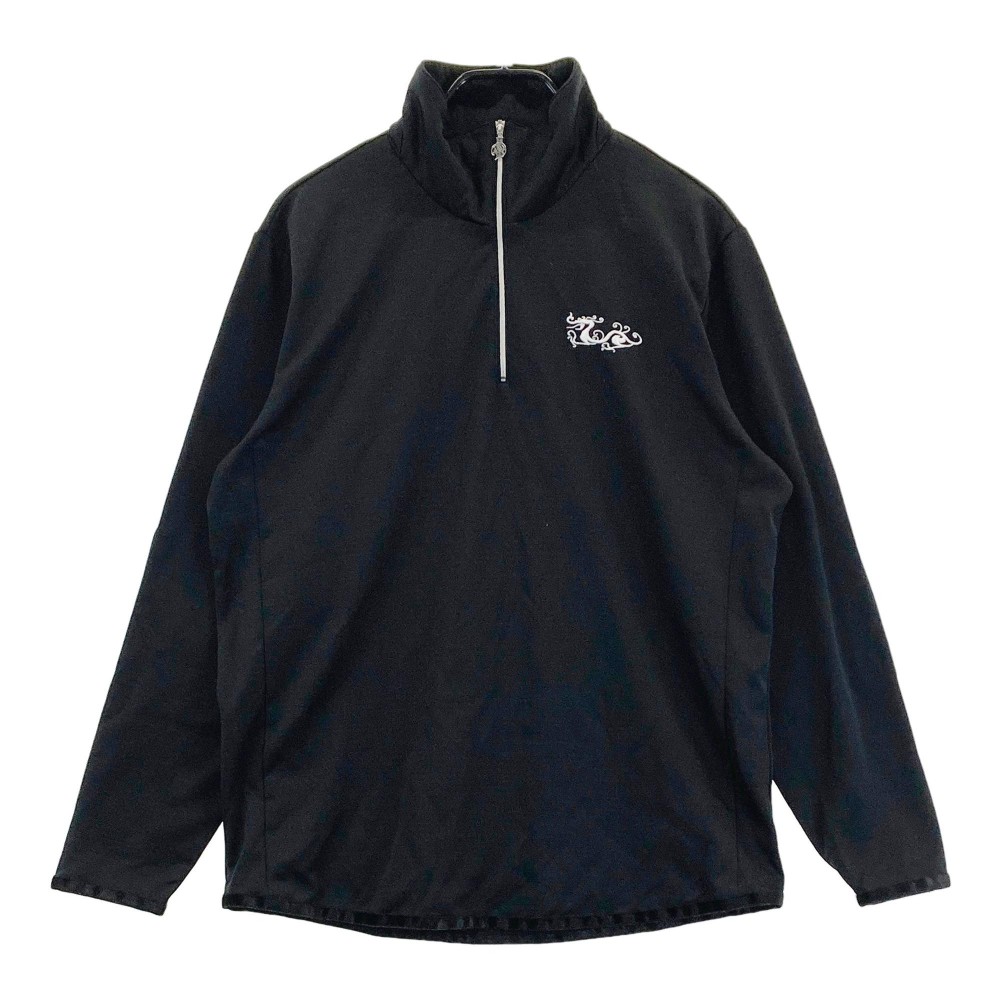 DANCE WITH DRAGON ダンスウィズドラゴン ハーフジップ 長袖Tシャツ ブラック系 4 【中古】ゴルフウェア メンズ