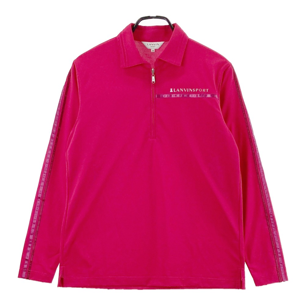 LANVIN SPORT ランバン スポール ハーフジップ長袖ポロシャツ ピンク系 38 【中古】ゴルフウェア メンズ