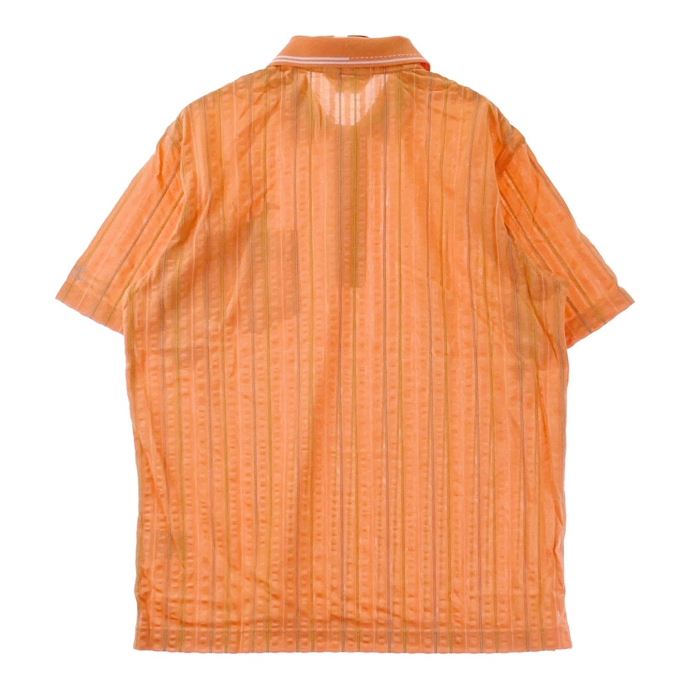 ADABAT アダバット シアサッカー 半袖ポロシャツ ストライプ柄 オレンジ系 48 【中古】ゴルフウェア メンズ